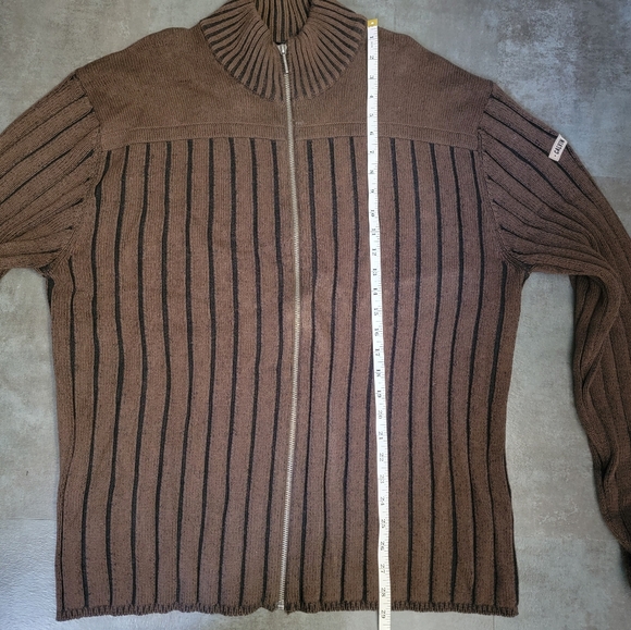 Calvin Klein Brown Knitted Ribbed Full Zip Men's Sweater Size XXL - Picture 11 of 12